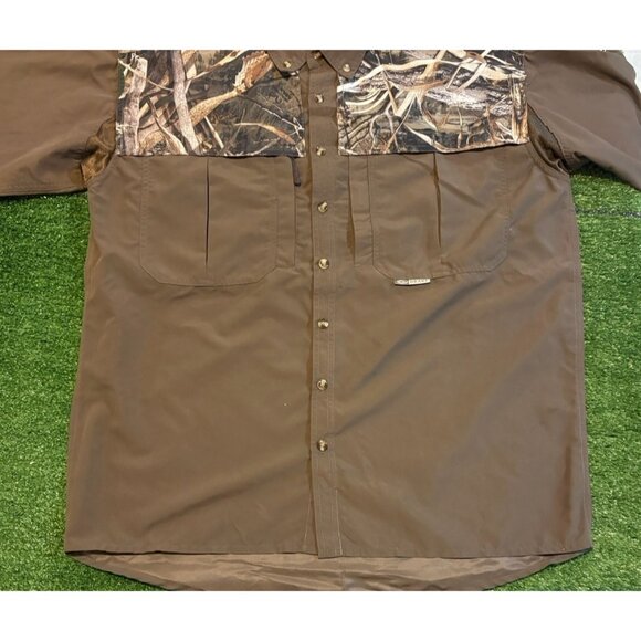Drake Waterfowl Systems shirt mens large brown camo wingshooter vented hunt 44 - Picture 5 of 12